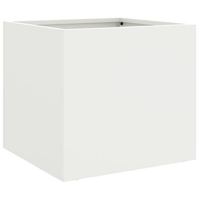 vidaXL Кашпа, бяла, 32x30x29 см, студеновалцувана стомана