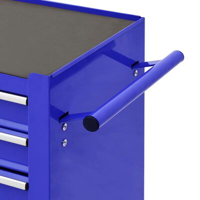 vidaXL Количка за инструменти с 4 чекмеджета, стомана, синя