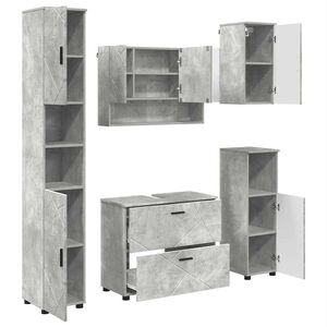 vidaXL Комплект мебели за баня 5 бр. Циментено сиво 35 x 30 x 192 см