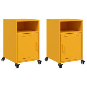 vidaXL Нощни шкафчета 2 бр горчица жълто 36x39x59 см стомана