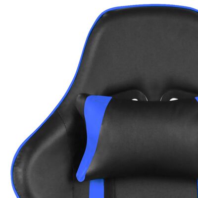 vidaXL Въртящ геймърски стол с подложка за крака, син, PVC