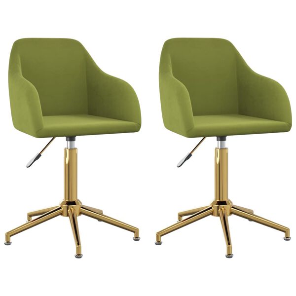 vidaXL Въртящи се трапезни столове, 2 бр, светлозелени, кадифе