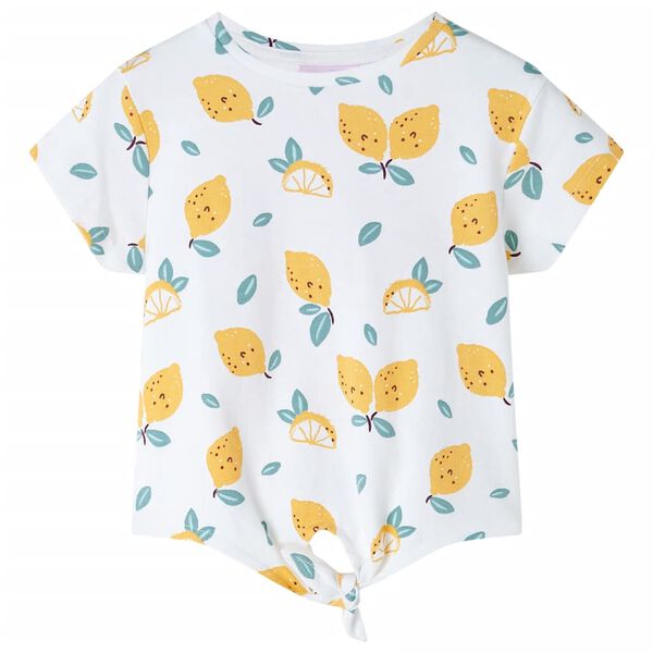 Детска тениска със завързване отпред, екрю, 128