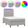 vidaXL Боксспринг легло с матрак и LED, светлосиво, 120x190 см, плат