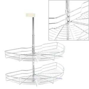 vidaXL 2-етажна кошница за кухня, сребриста, 180 градуса, 75x38x80 см
