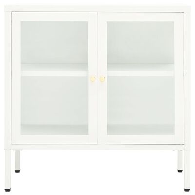 vidaXL Бюфет, бял, 70x35x70 см, стомана и стъкло