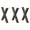 vidaXL Крака за трапезна маса, X-образни, 3 бр., естествена стомана, 80 x (72-73) см, стомана