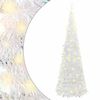 vidaXL Изскачаща изкуствена коледна елха 150 LED светлини бяла 180 см