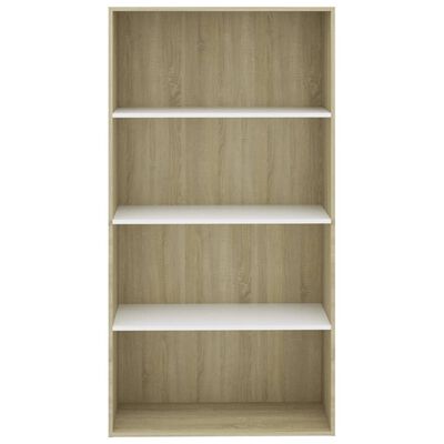 vidaXL 4-етажна библиотека, бяло и дъб сонома, 80x30x151,5 см, ПДЧ