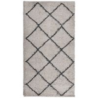 vidaXL Шаги килим с дълъг косъм, модерен, бежов и антрацит, 60x110 cm