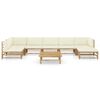 vidaXL Градински лаундж комплект с кремави възглавници 8 части бамбук