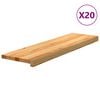 vidaXL Стълбищни стъпала, 20 бр, светлокафяви, 90x25x2 см, дъб масив