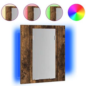 vidaXL LED шкаф за баня огледало опушен дъб 40x12x45см инженерно дърво