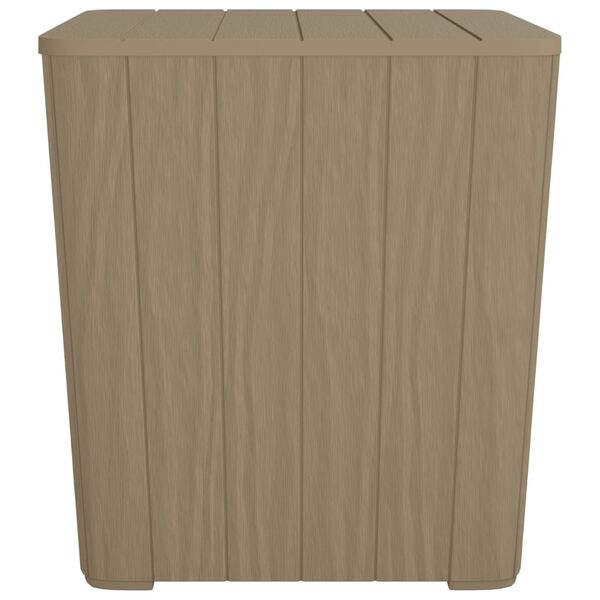vidaXL Градинска маса с подвижен капак, светлокафява, полипропилен
