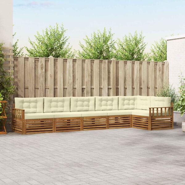 vidaXL Комплект дивани за открито 6 pcs Натурален и Крема