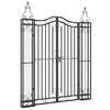 vidaXL Градинска порта черна 121x8x150 см ковано желязо