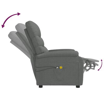 vidaXL Електрически масажен стол, тъмносив, текстил