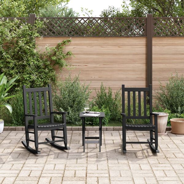 vidaXL Люлеещи се столове за деца 2 бр черен масивно дърво топола