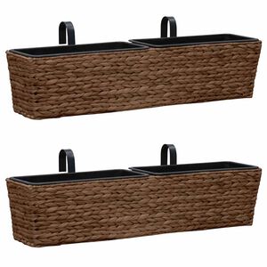 vidaXL Кашпи, 2 бр, воден хиацинт, кафяв