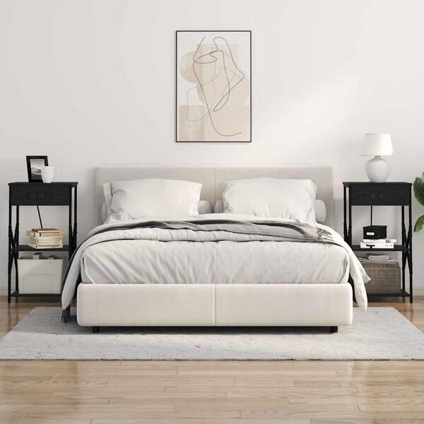 vidaXL Нощен шкаф с рафт Черния дъб 41 x 31 x 76 см Инженерно дърво