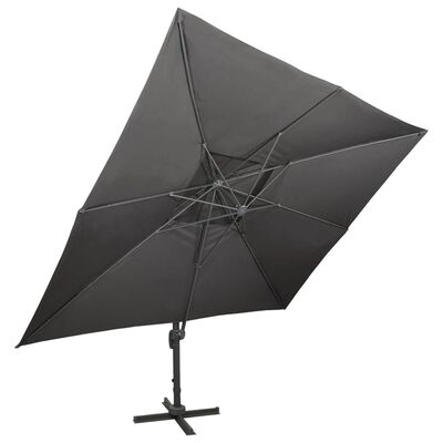 vidaXL Градински чадър чупещо рамо с двоен покрив антрацит 400x300 см