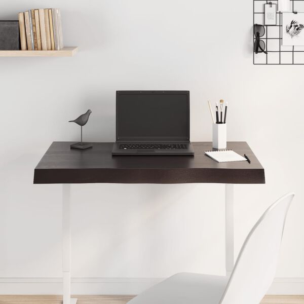 vidaXL Плот за маса тъмнокафяв 80x40x(2-6) см обработен масивен дъб