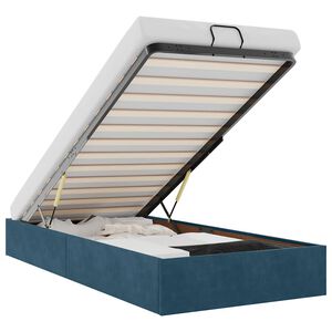 vidaXL Османска рамка за легло без матрак, тъмносиня, 100x200см кадифе