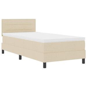 vidaXL Легло с пружинирана основа с таблото Крем 100 x 200 cm текстил
