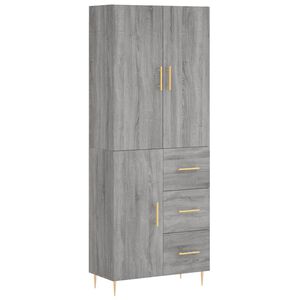 vidaXL Висок шкаф, сив сонома, 69,5x34x180 см, инженерно дърво