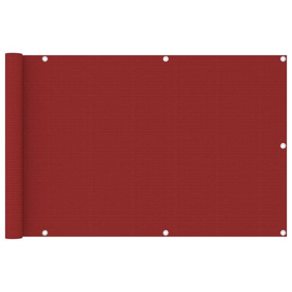 vidaXL Балконски параван, червен, 90x400 см, HDPE
