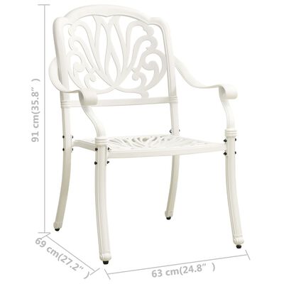vidaXL Градински столове, 2 бр, лят алуминий, бели