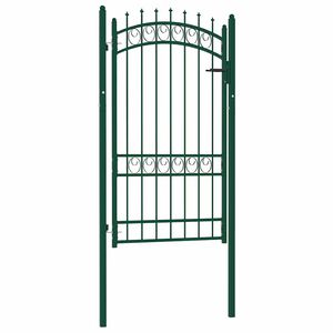 vidaXL Оградна врата с шипове, стомана, 100x175 см, зелена