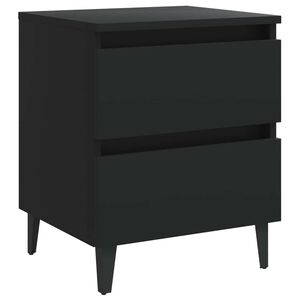 vidaXL Нощно шкафче, черно, 40x35x50 см, инженерно дърво