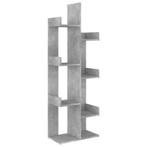 vidaXL Библиотека, бетонно сива, 48x25,5x140 см, инженерно дърво