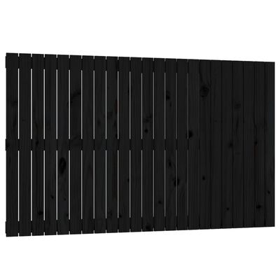 vidaXL Стенна табла за спалня, черна, 147x3x90 см, борово дърво масив
