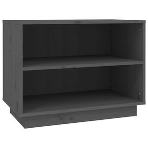 vidaXL Шкаф за обувки, сив, 60x34x45 см, бор масив