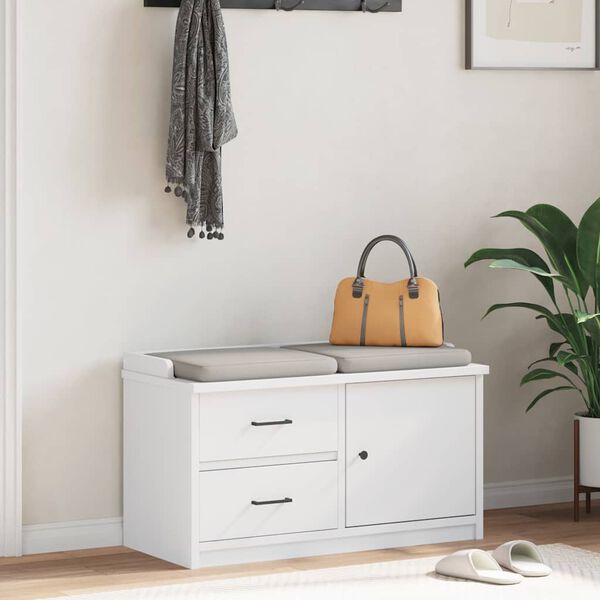 vidaXLL Пейка за антре SANDNES Бяла 87x40x50 cm Масивна дървесина Бор