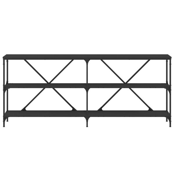 vidaXL Конзолна маса, черна, 180x30x75 см, инженерно дърво и желязо