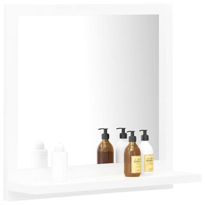 vidaXL Огледало за баня, бял гланц, 40x10,5x37 см, ПДЧ