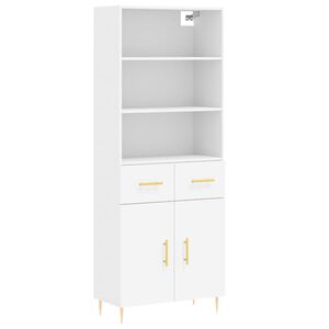 vidaXL Висок шкаф, бял, 69,5x34x180 см, инженерно дърво
