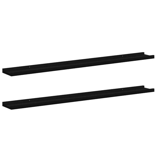 vidaXL Стенни рафтове, 2 бр, черни, 100x9x3 см
