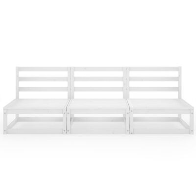 vidaXL Градински 3-местен диван, бял, бор масив