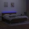 vidaXL Боксспринг легло с матрак и LED, тъмнокафяво, 180x200 см, плат
