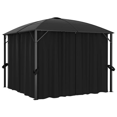 vidaXL Градинска шатра със завеси, 300x300x265 см, антрацит