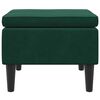 vidaXL Табуретка с дървени крака, тъмнозелена, кадифе
