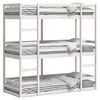vidaXL Триетажно легло, бяло, 75x190 см, борово дърво масив