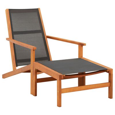vidaXL Градински стол с подложка за крака, евкалипт масив и textilene