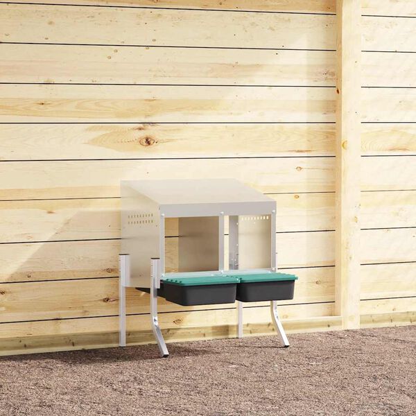 vidaXL Кутия за гнездене за пилета с 2 отделения и крака, поцинкована стомана