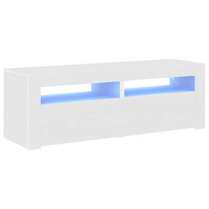 vidaXL ТВ шкаф с LED осветление, бял, 120x35x40 см