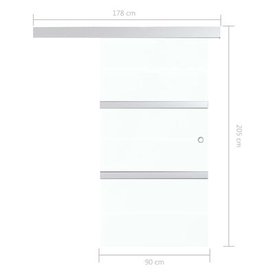 vidaXL Плъзгаща врата матирано ESG стъкло и алуминий 90x205 см сребро